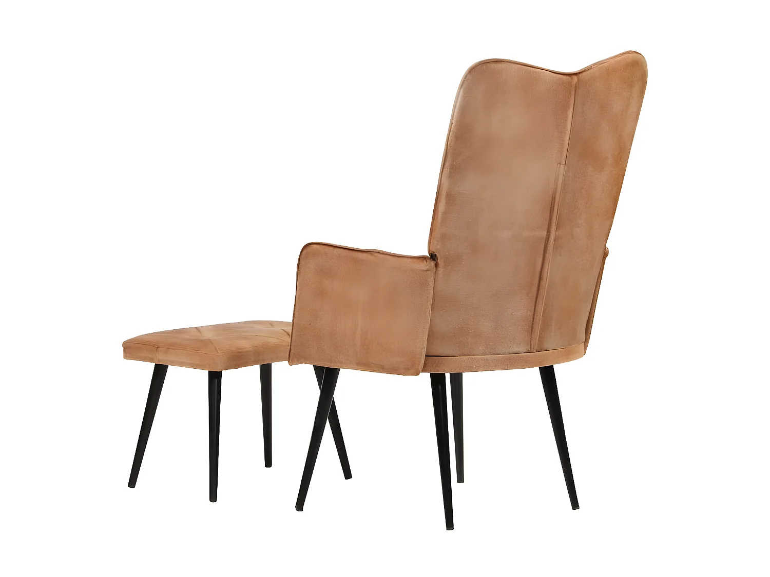 Chaise à oreilles avec repose-pied Marron Toile