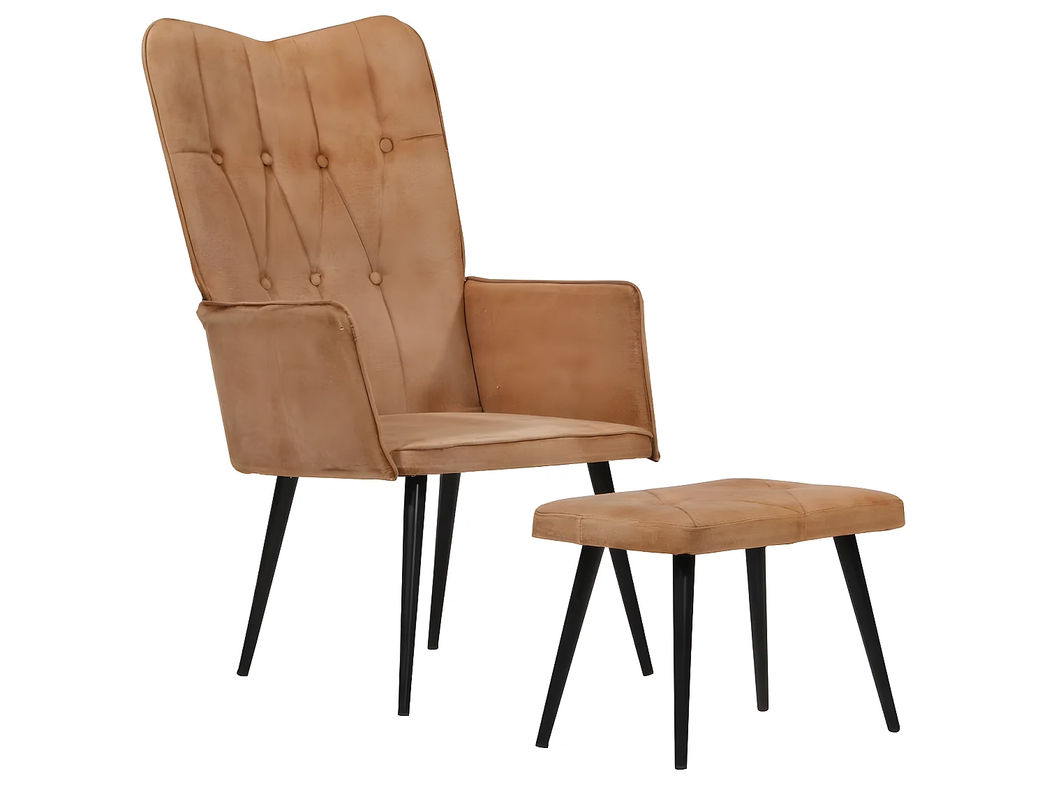 Chaise à oreilles avec repose-pied Marron Toile