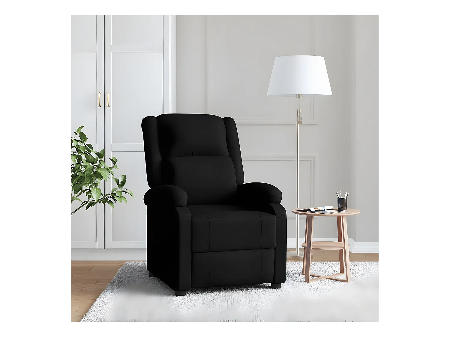 Silla reclinable de tela negra