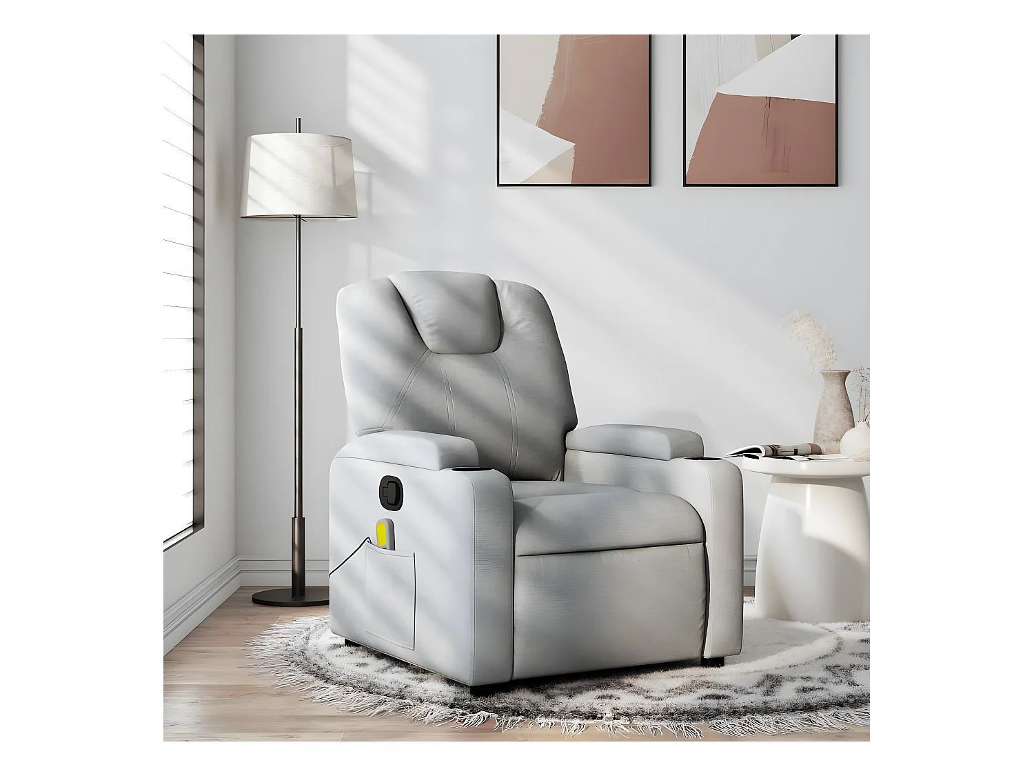 Fauteuil de massage inclinable Gris clair Tissu