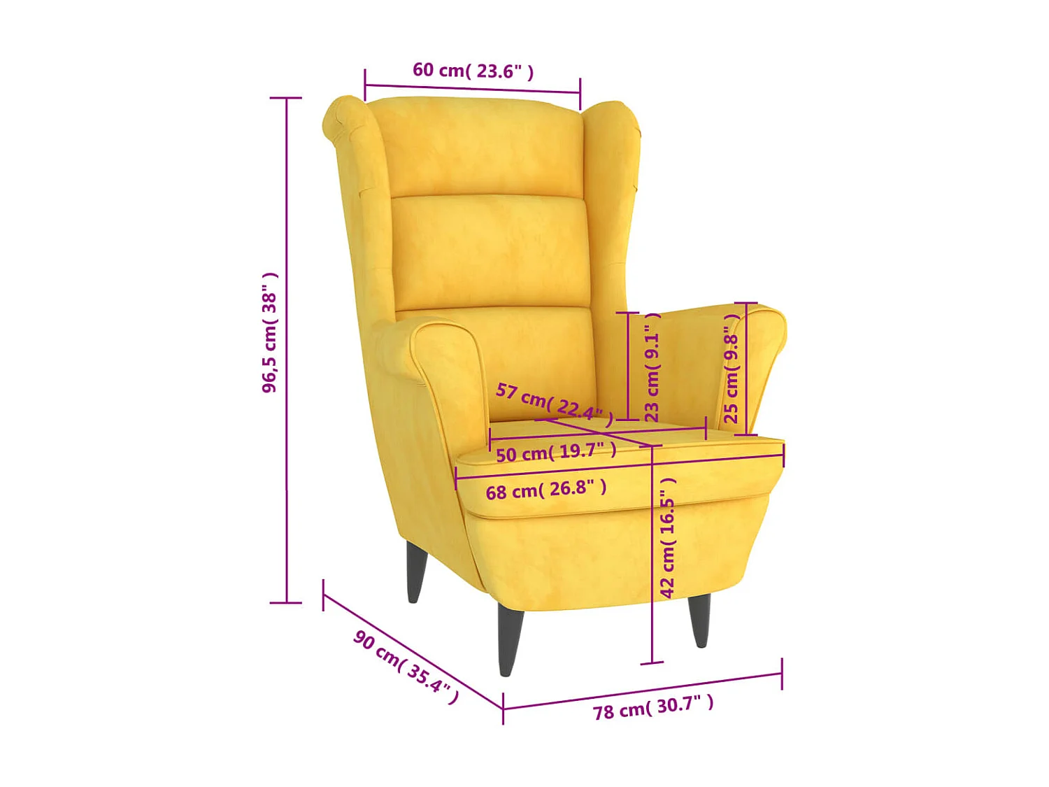 Fauteuil jaune moutarde velours