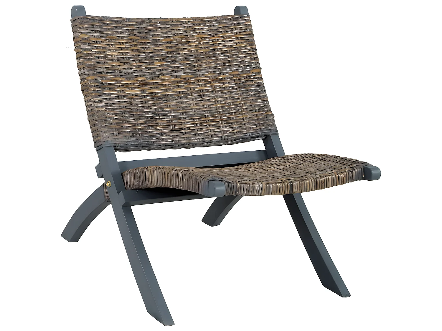 Sillón de relajación Ratán kubu natural gris y madera de caoba