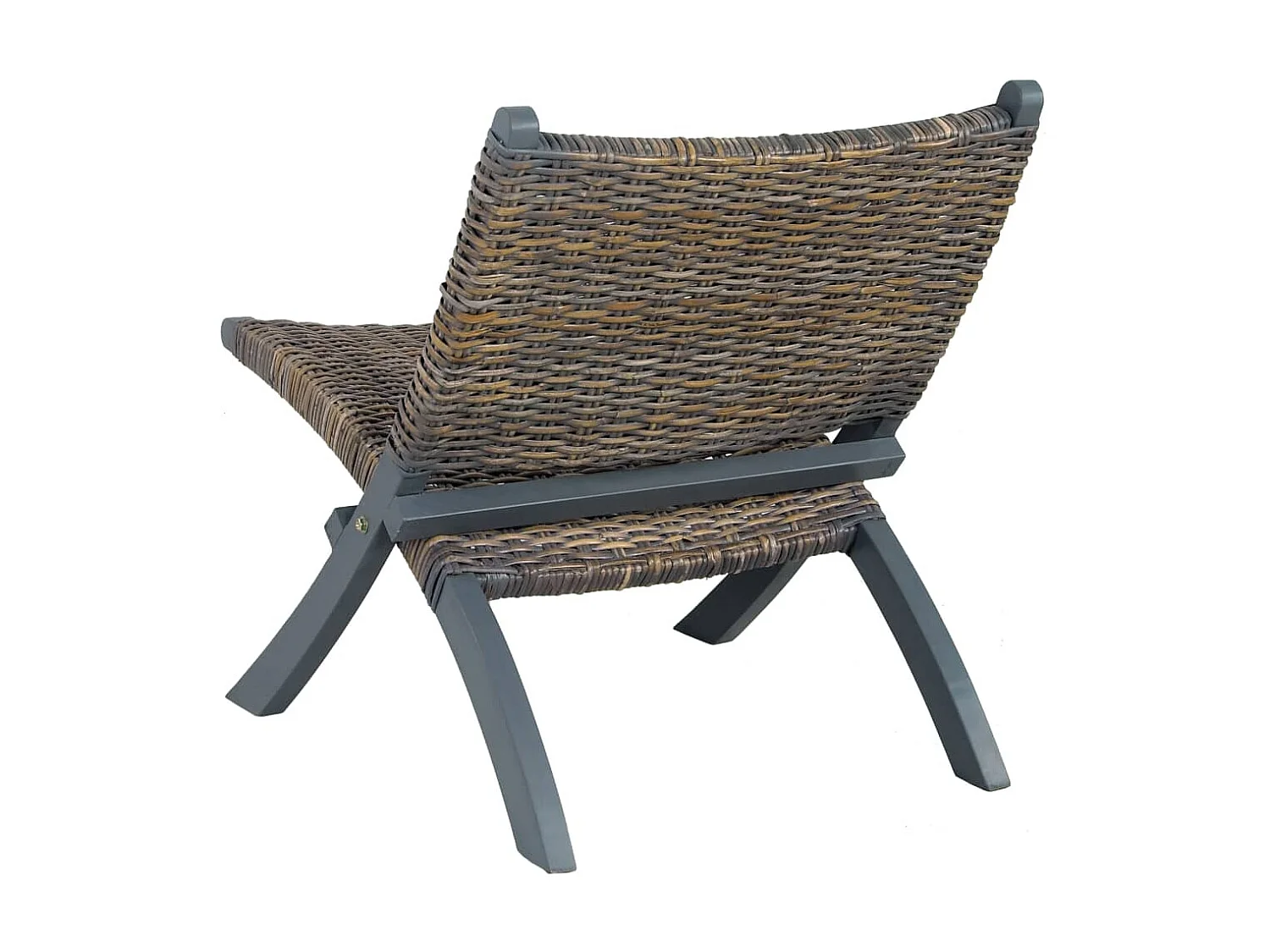 Poltrona relax grigia Kubu rattan naturale e legno di mogano