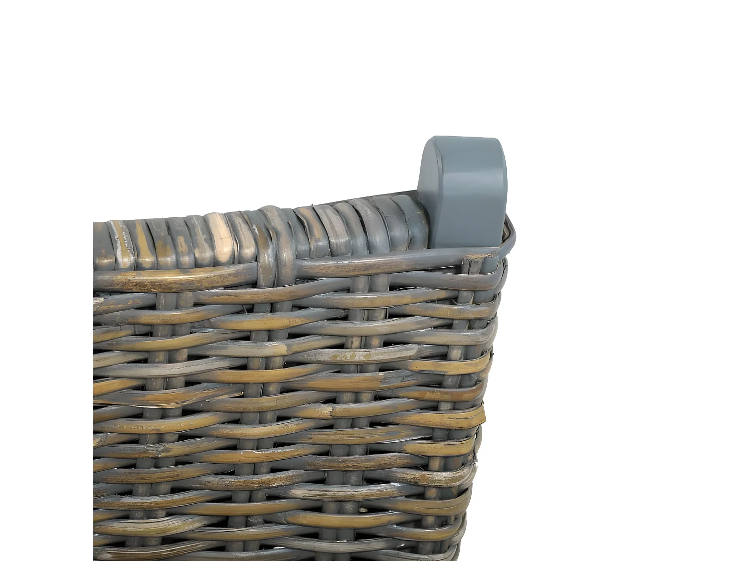 Poltrona relax grigia Kubu rattan naturale e legno di mogano