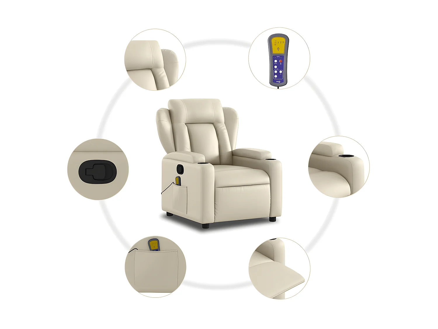 Fauteuil inclinable de massage Crème Similicuir