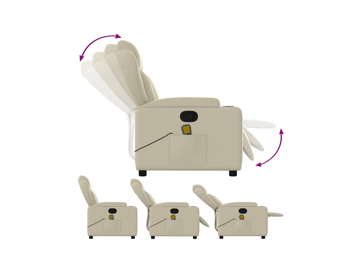 Fauteuil inclinable de massage Crème Similicuir