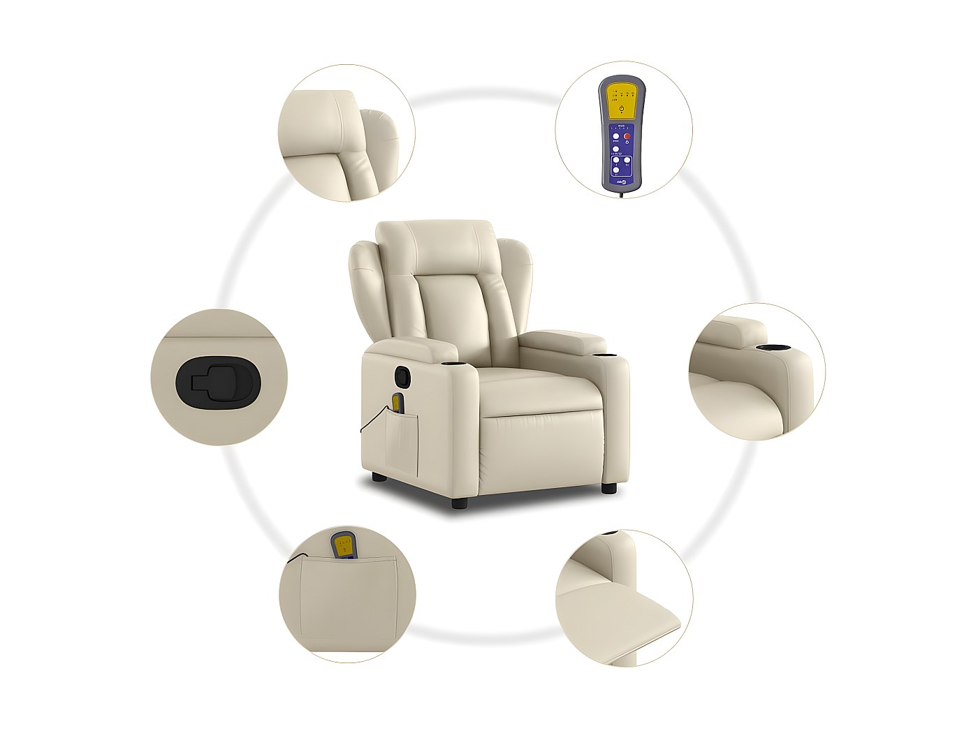 Barkruk MCW-H93, kunstleer crème-beige