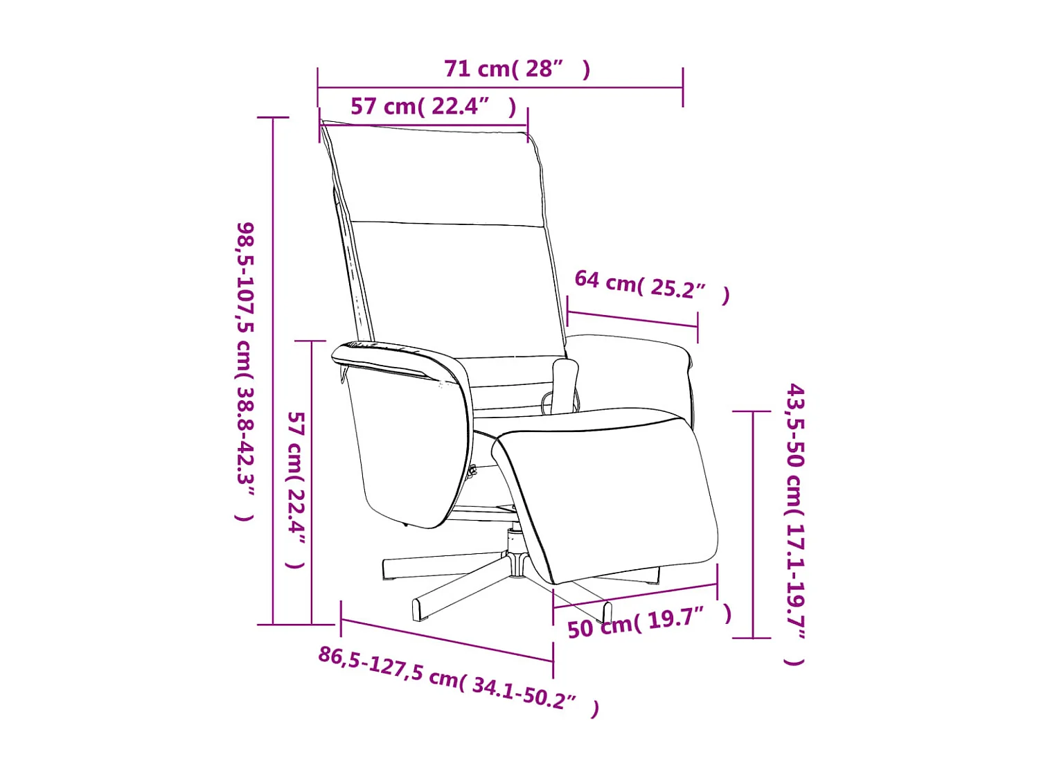Sillón de masaje reclinable reposapiés polipiel blanca
