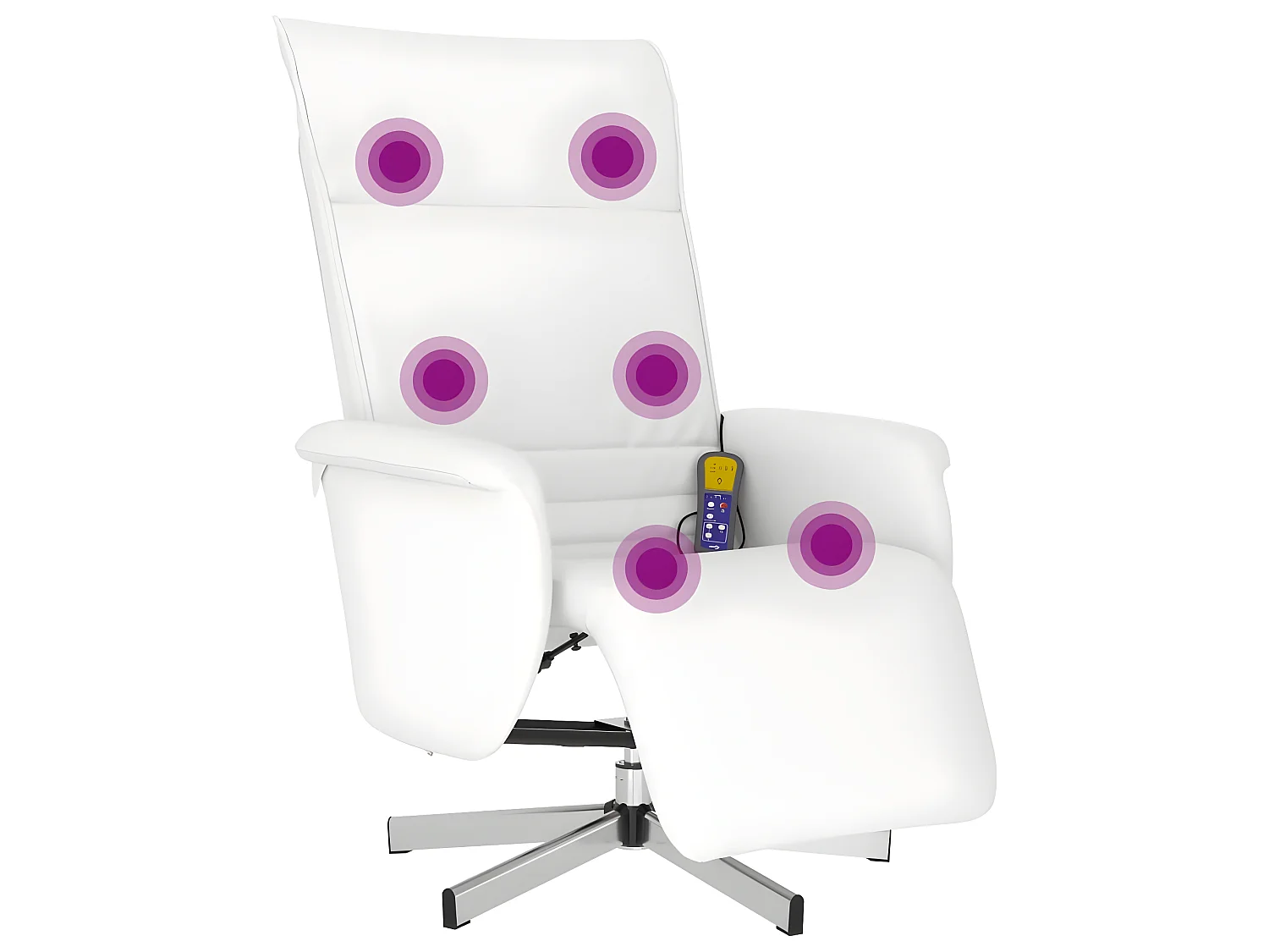 Poltrona massaggiante reclinabile poggiapiedi in similpelle bianca