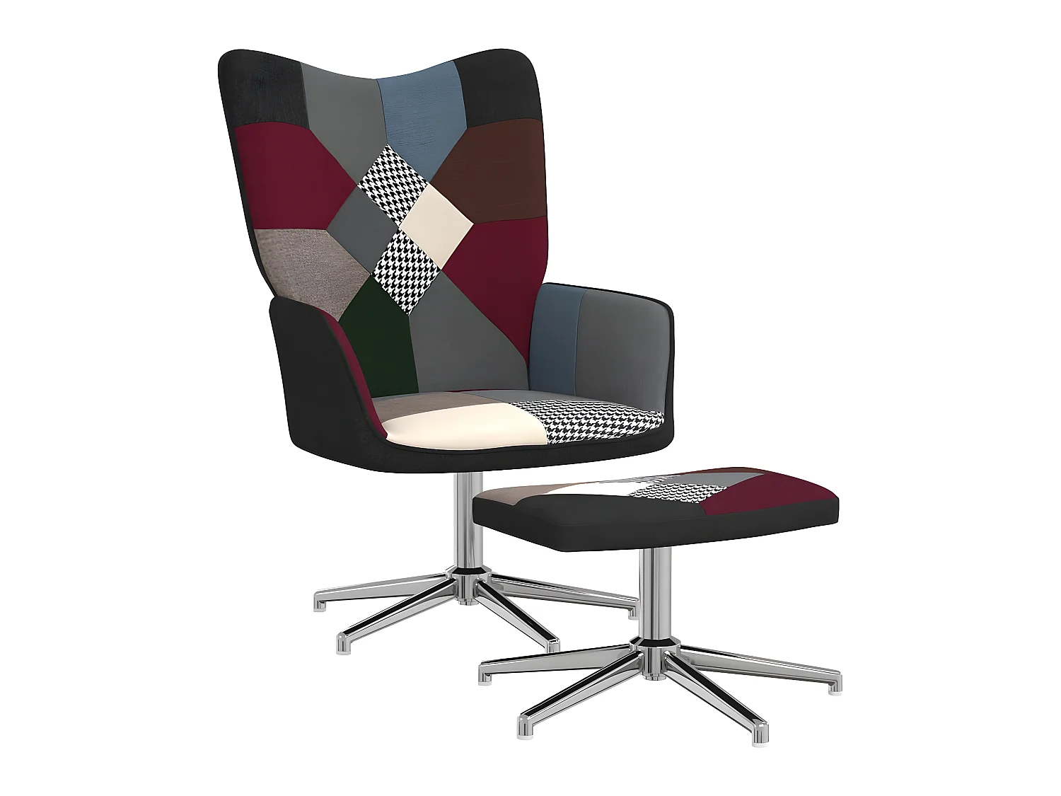 Ontspanningsstoel met voetensteun Patchwork Stof
