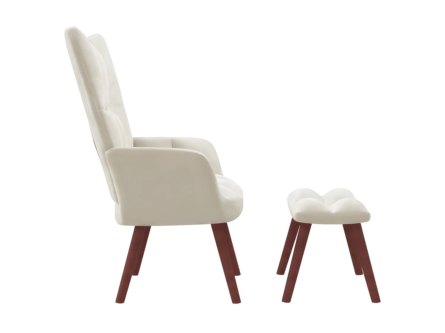 Poltrona relax con poggiapiedi Velluto bianco crema