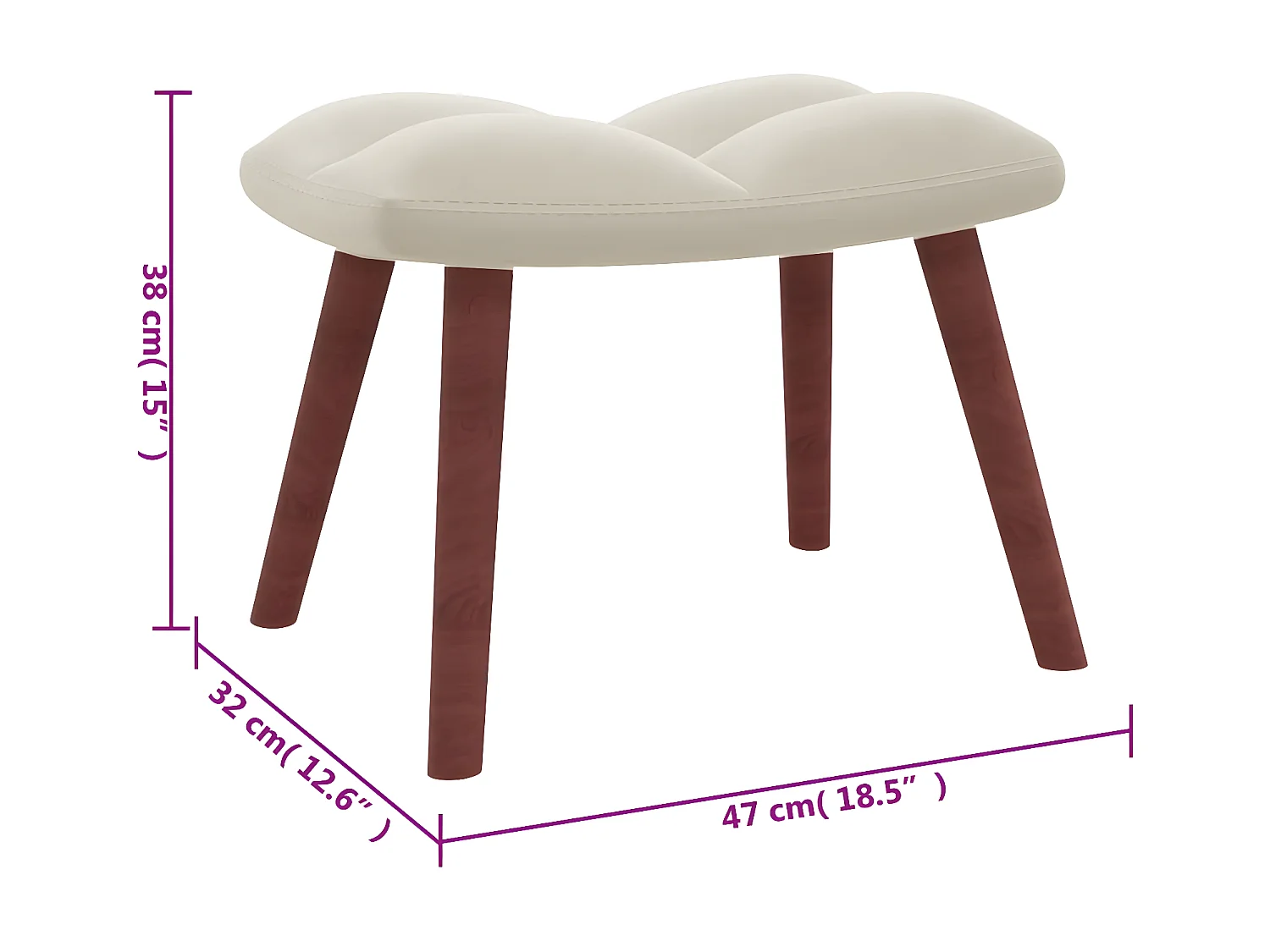 Chaise de relaxation avec repose-pied Blanc crème Velours