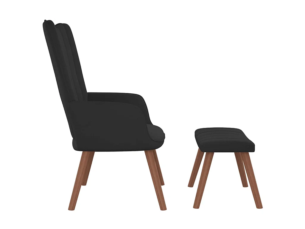 Chaise de relaxation avec repose-pied Noir Velours