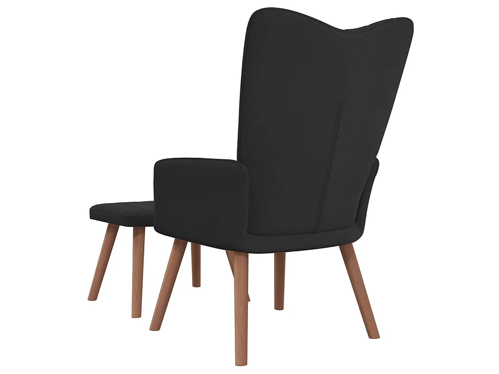Chaise de relaxation avec repose-pied Noir Velours