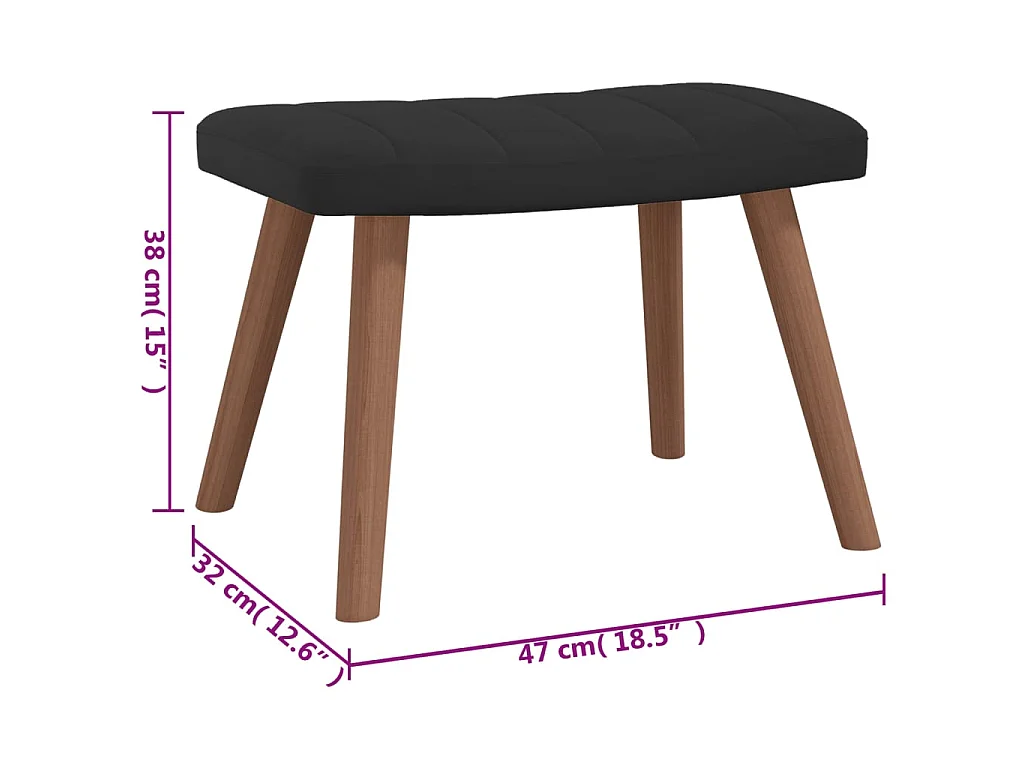 Chaise de relaxation avec repose-pied Noir Velours