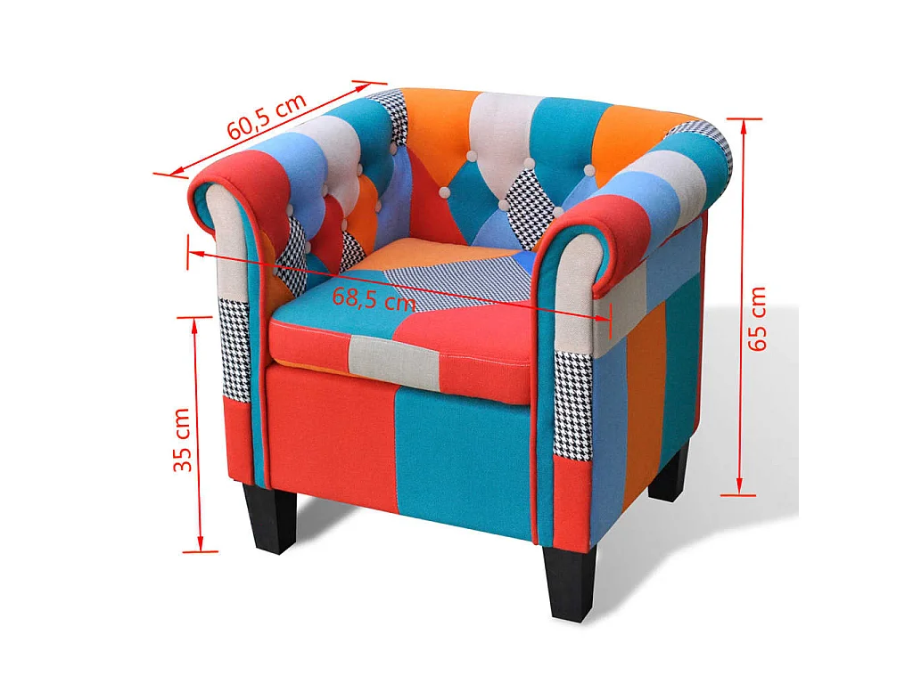 Fauteuil avec design de patchwork Tissu