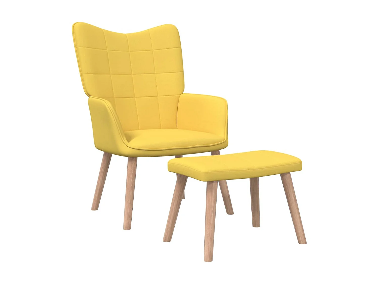 Sillón de relajación con taburete Tela amarillo mostaza
