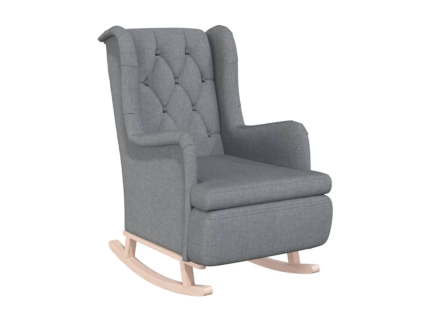Fauteuil avec pieds à bascule en bois d'hévéa Gris clair Tissu