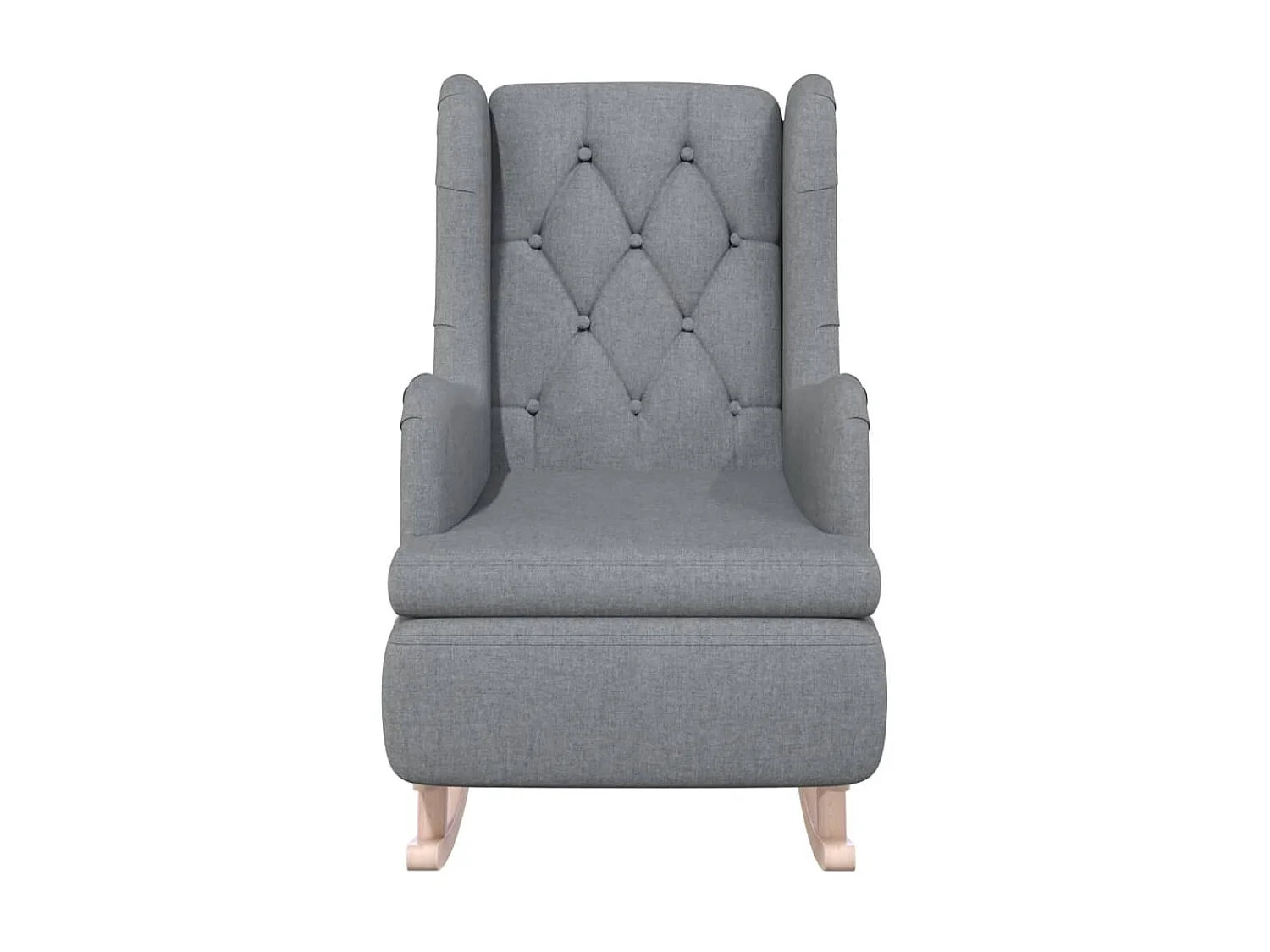 Fauteuil avec pieds à bascule en bois d'hévéa Gris clair Tissu