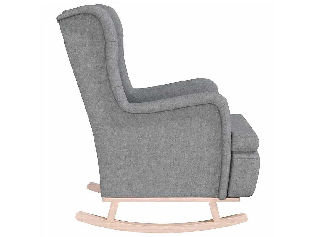 Fauteuil avec pieds à bascule en bois d'hévéa Gris clair Tissu