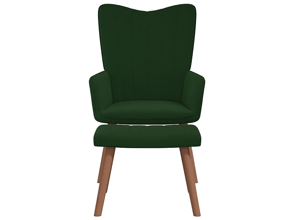 Chaise de relaxation avec repose-pied Vert foncé Velours