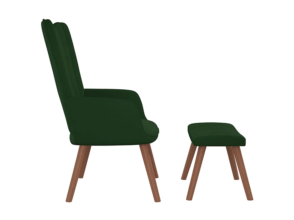 Chaise de relaxation avec repose-pied Vert foncé Velours