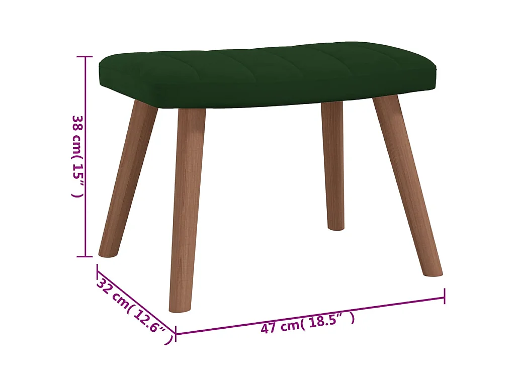 Chaise de relaxation avec repose-pied Vert foncé Velours