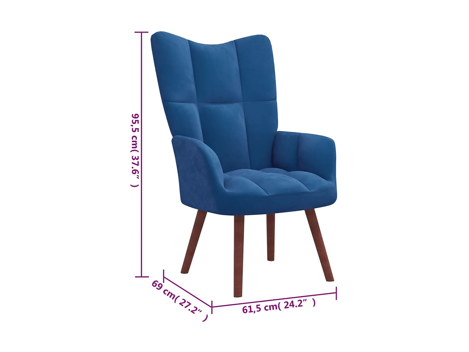 Ontspanningsstoel van blauw fluweel