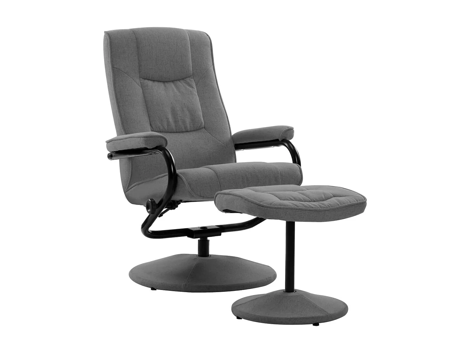 Liegesessel mit Fußstütze. Hellgrauer Stoff