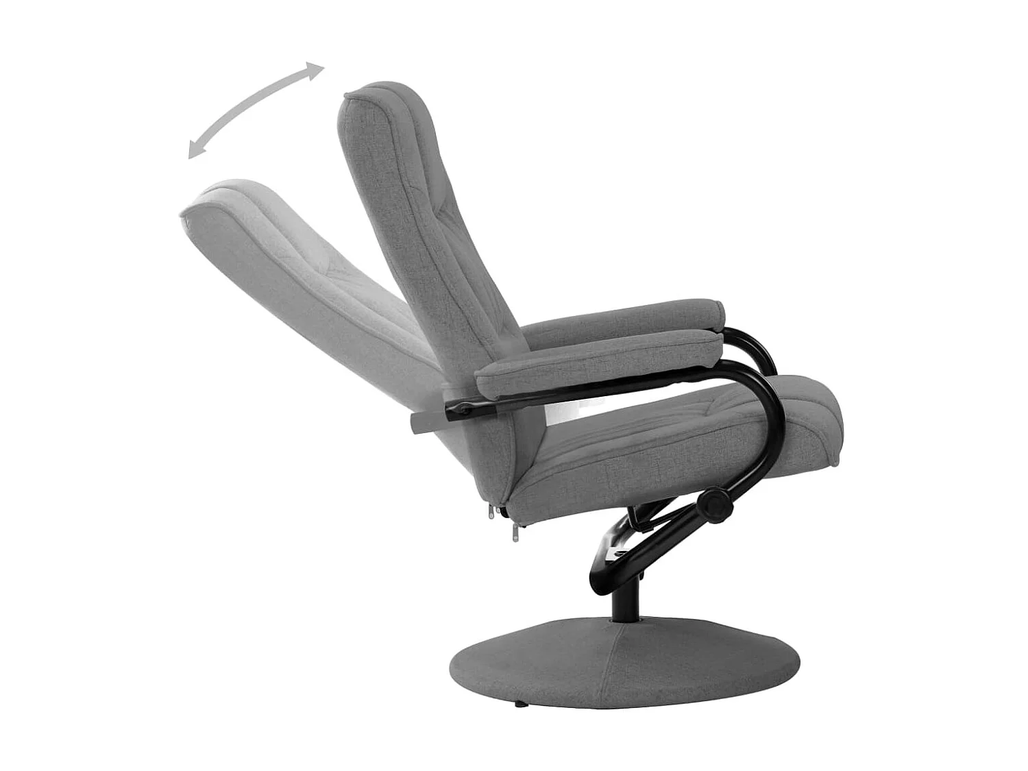 Liegesessel mit Fußstütze. Hellgrauer Stoff