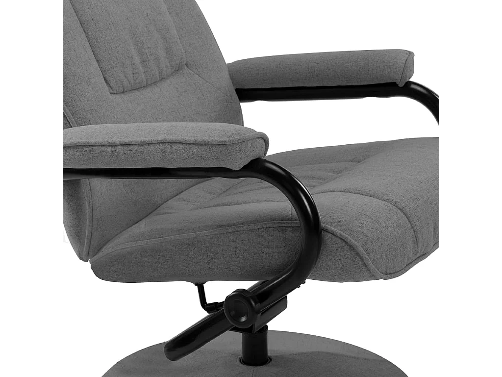 Liegesessel mit Fußstütze. Hellgrauer Stoff