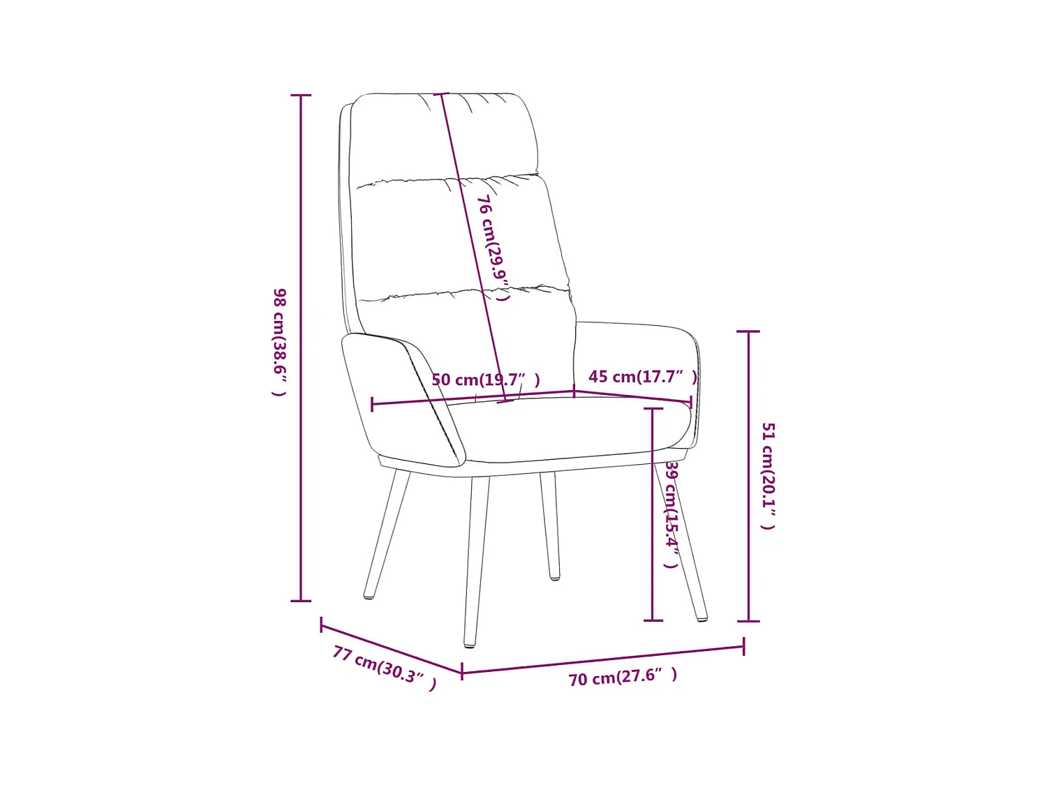 Chaise de relaxation Noir Tissu