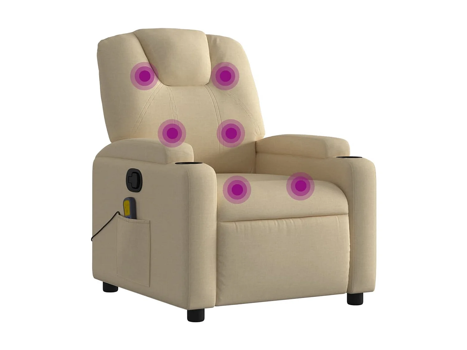 Cadeira de massagem reclinável em tecido creme