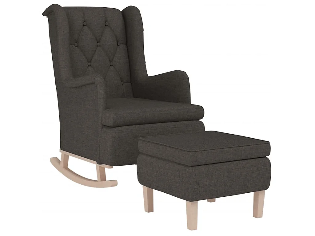Fauteuil avec pieds à bascule et tabouret Gris foncé Tissu