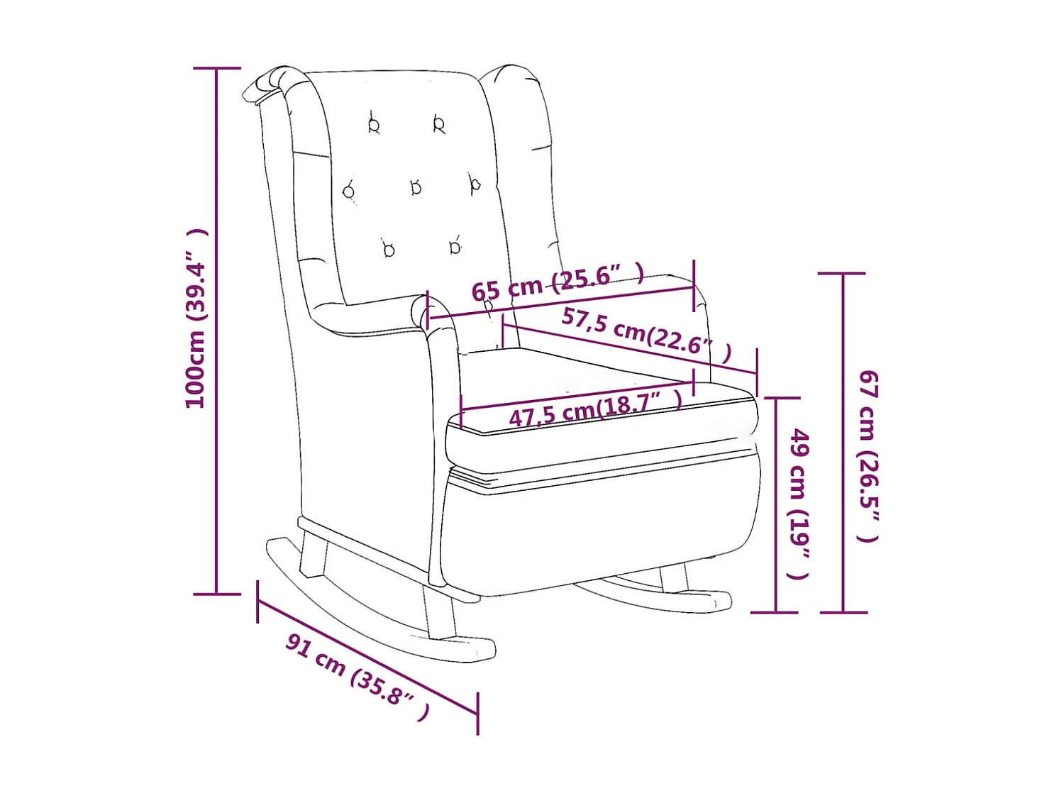 Fauteuil avec pieds à bascule et tabouret Gris foncé Tissu