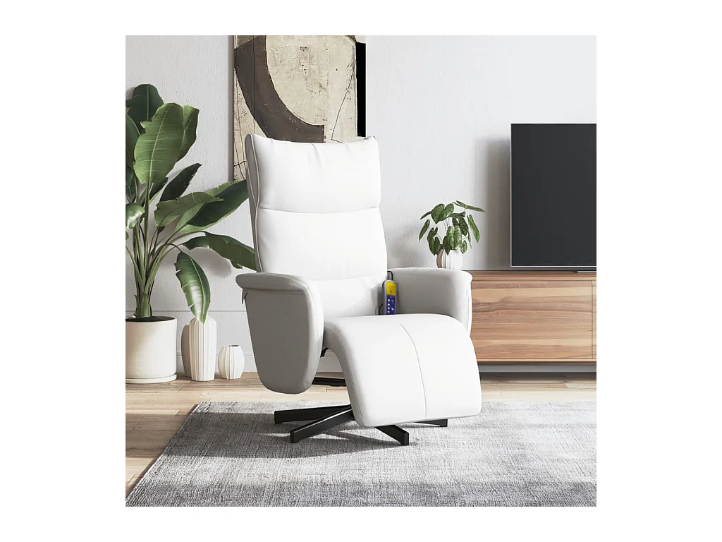 Fauteuil inclinable de massage repose-pieds blanc similicuir