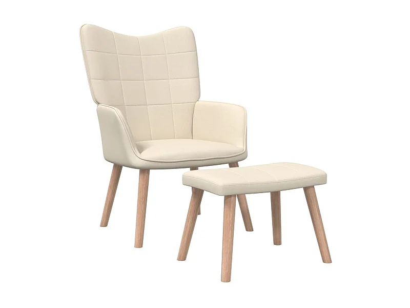 Sillón de relajación con taburete Tela Crema