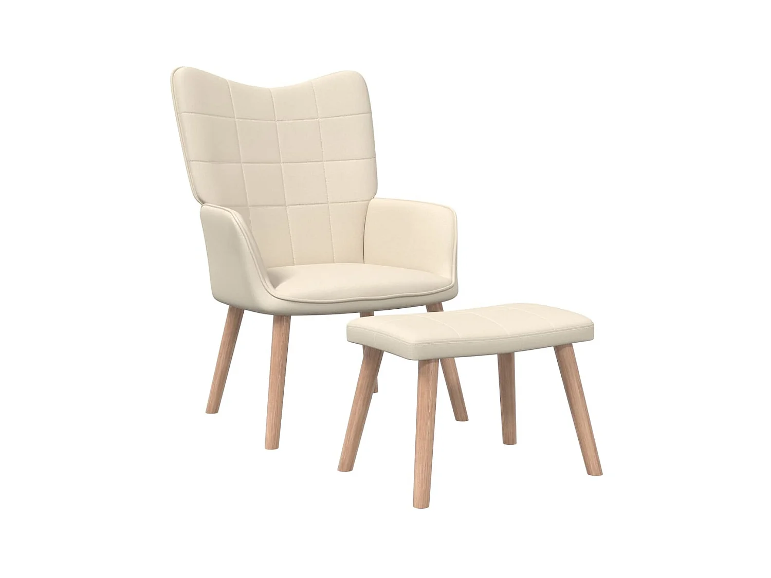 Poltrona relax con sgabello Tessuto Crema