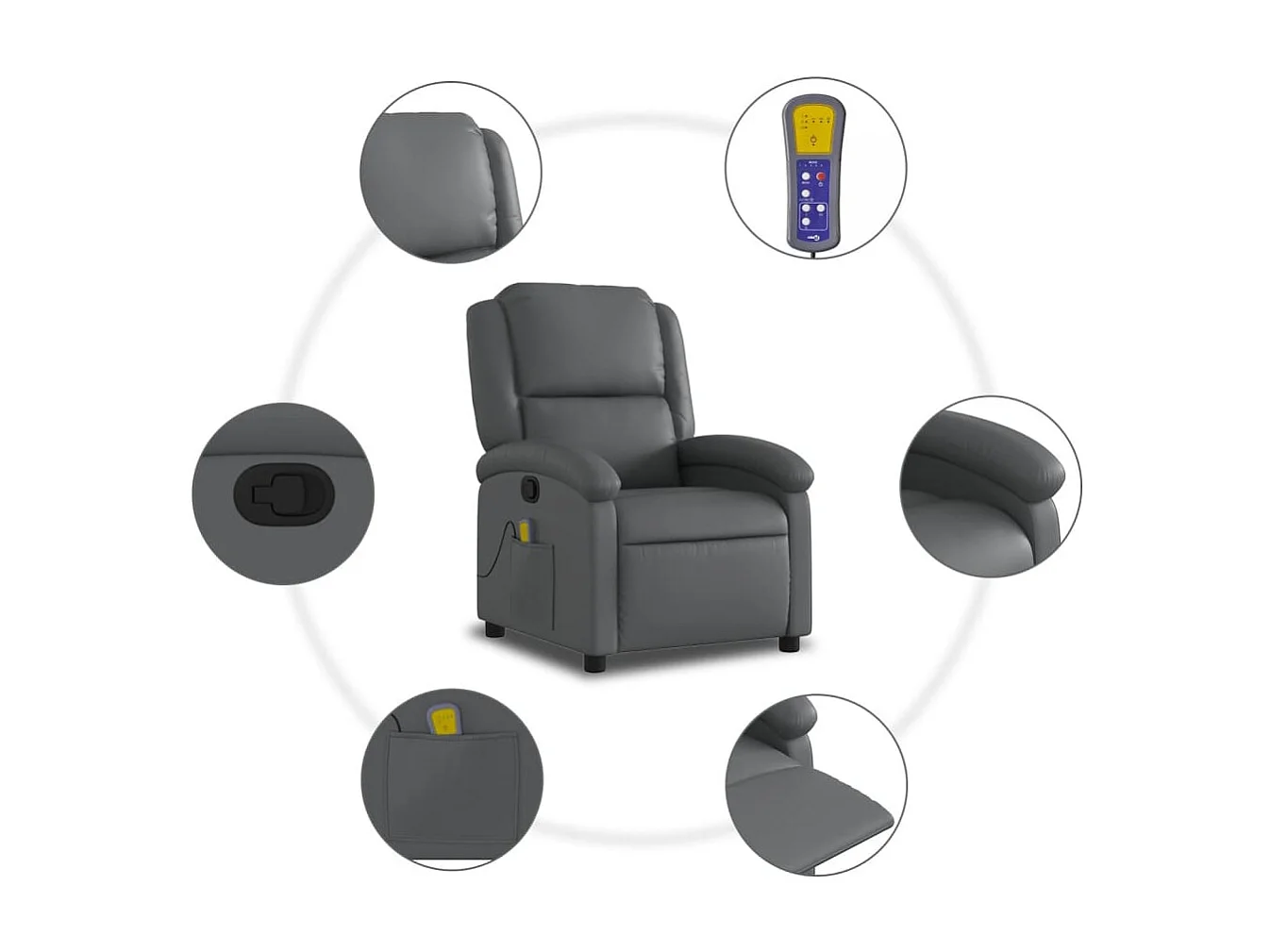 Fauteuil de massage inclinable Gris Similicuir