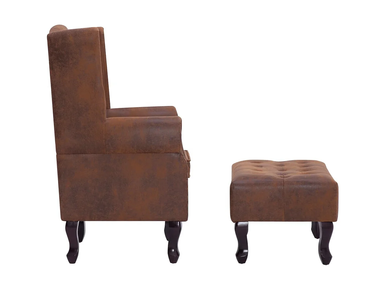 Fauteuil Chesterfield et repose-pieds Marron Similicuir daim