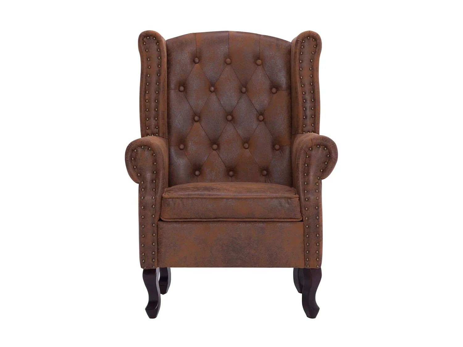 Fauteuil Chesterfield et repose-pieds Marron Similicuir daim