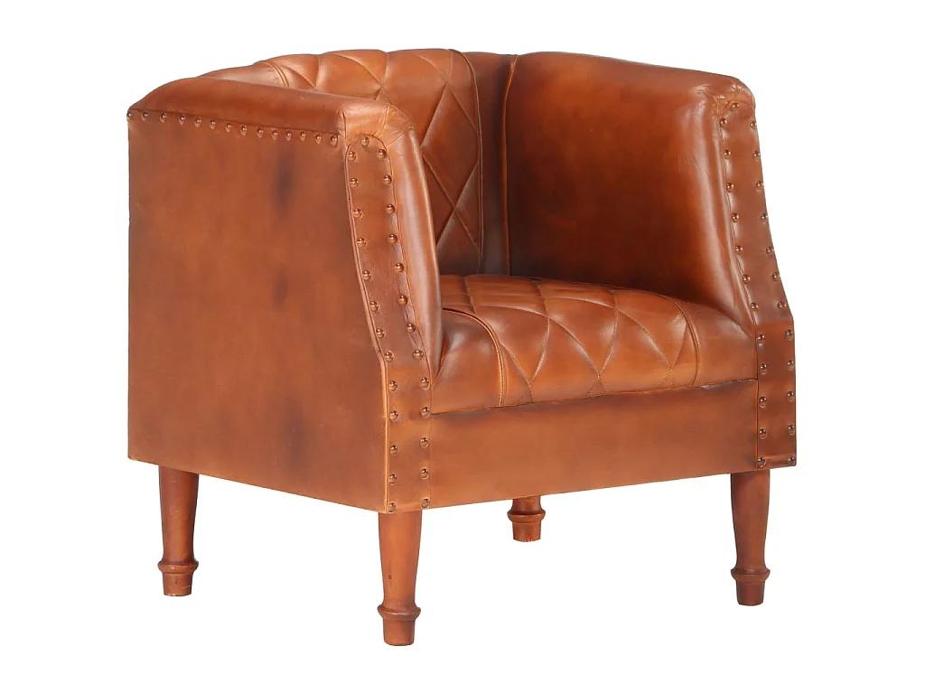 Fauteuil Marron Cuir véritable de chèvre