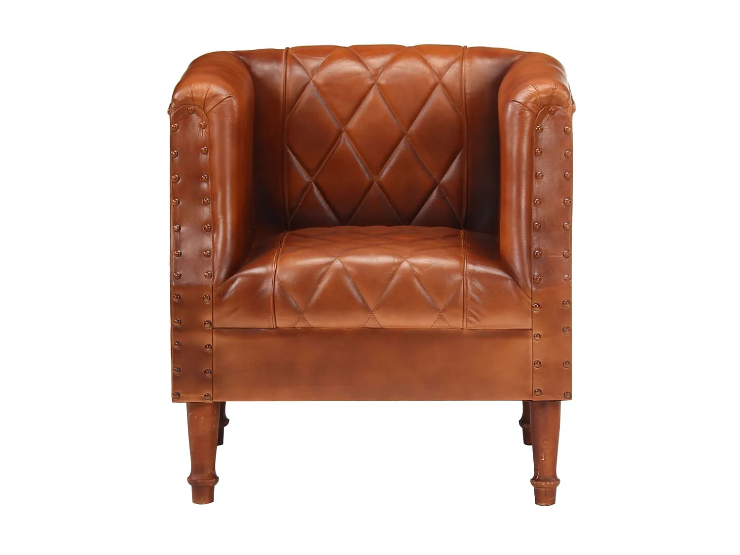 Fauteuil Marron Cuir véritable de chèvre