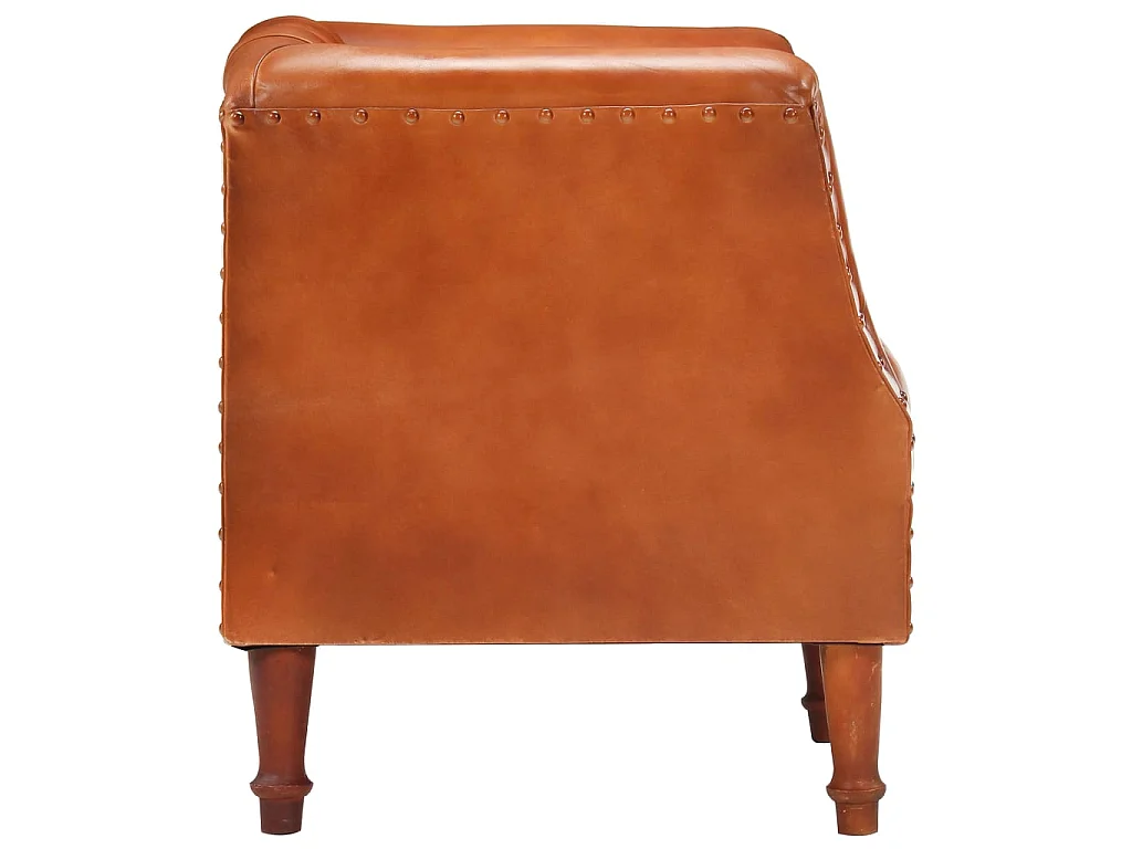 Fauteuil Marron Cuir véritable de chèvre