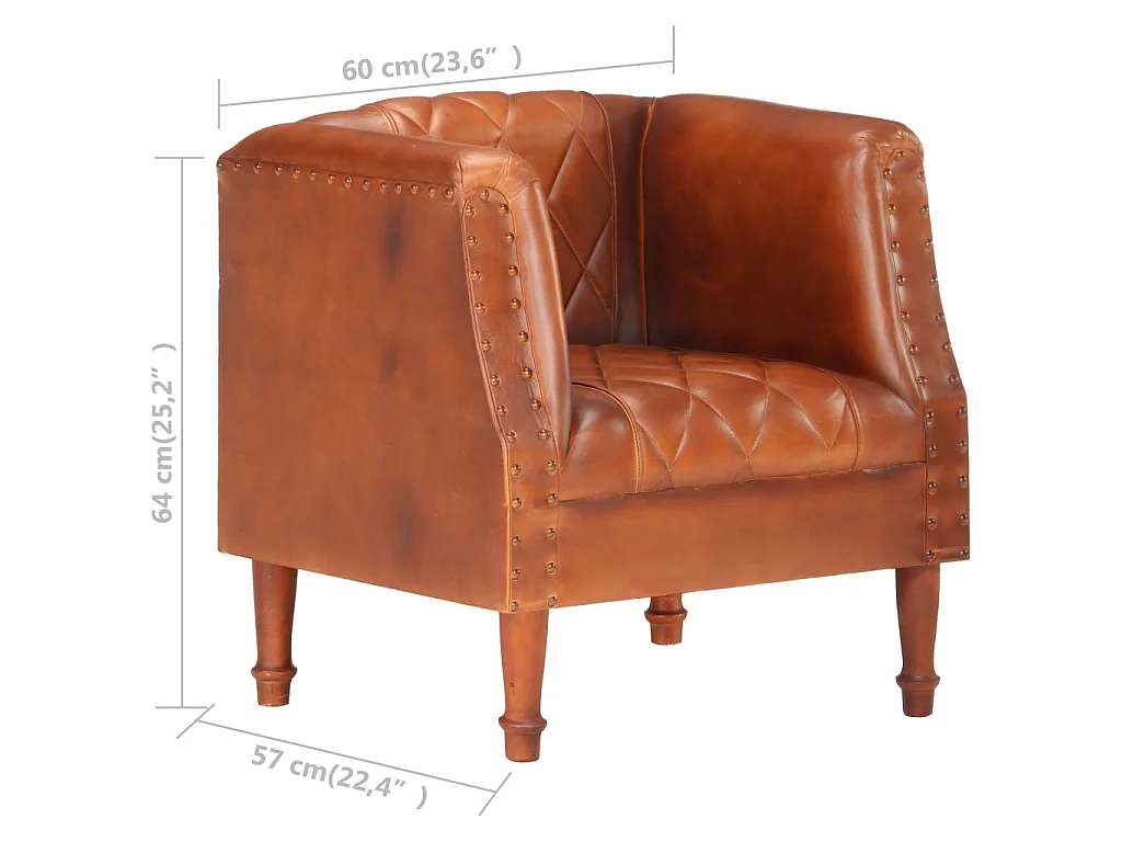 Fauteuil Marron Cuir véritable de chèvre
