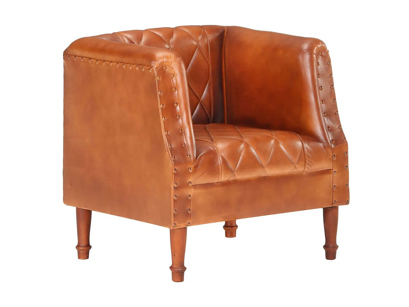 Fauteuil Marron Cuir véritable de chèvre