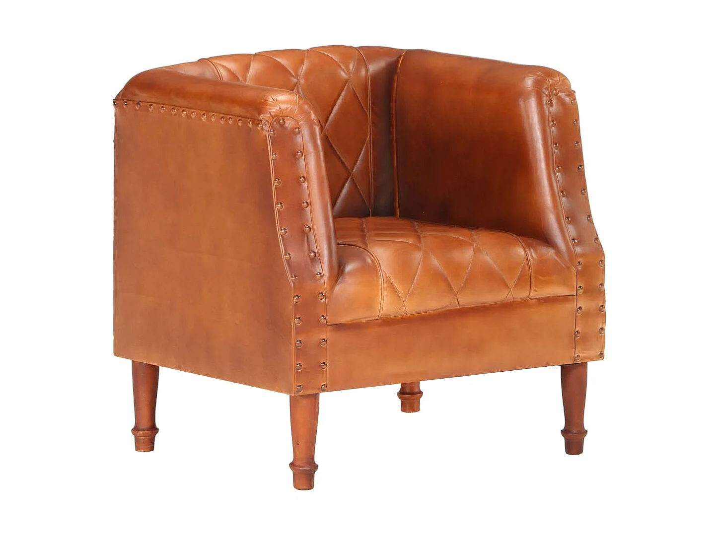 Fauteuil Marron Cuir véritable de chèvre