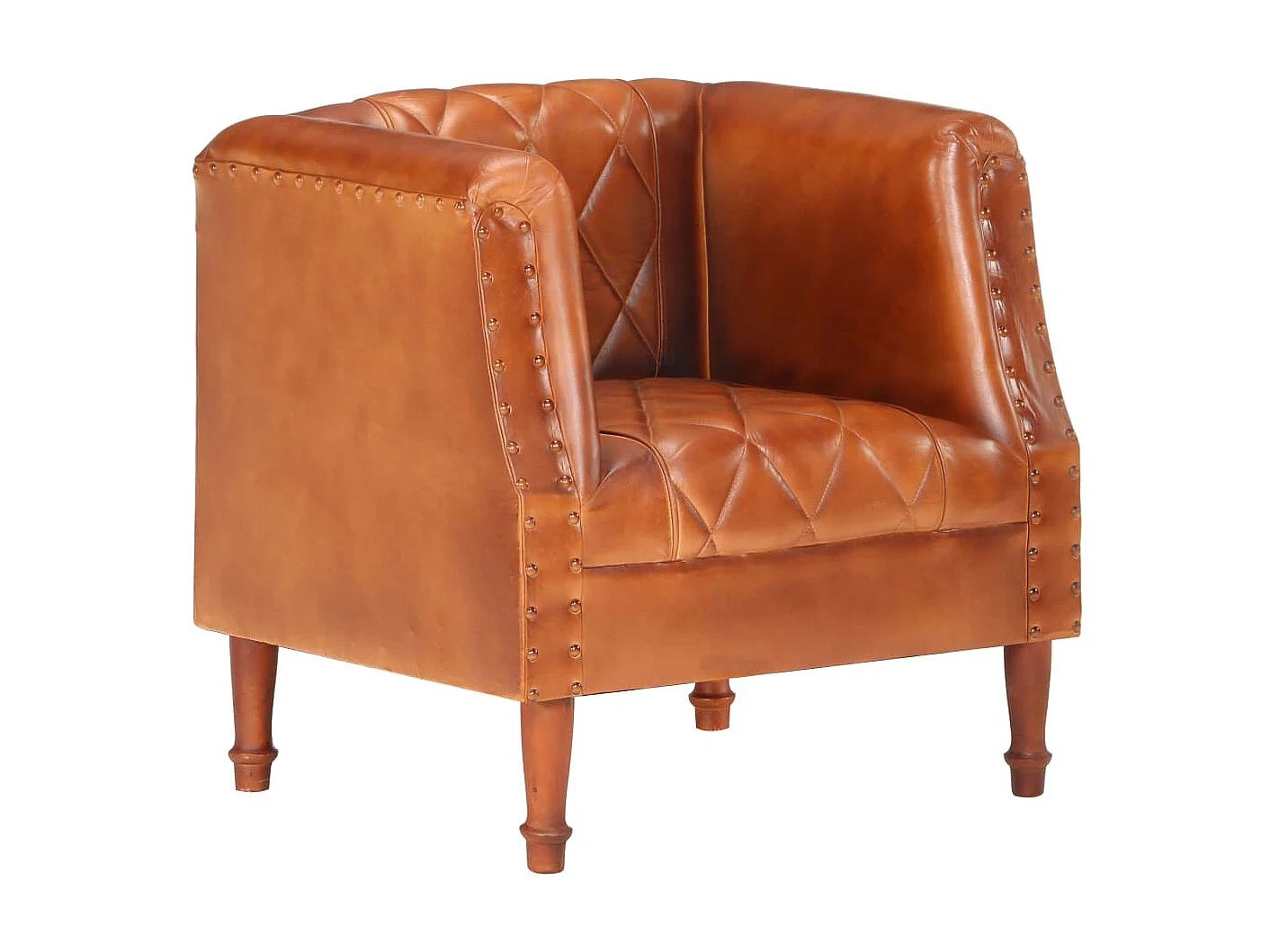 Fauteuil Marron Cuir véritable de chèvre