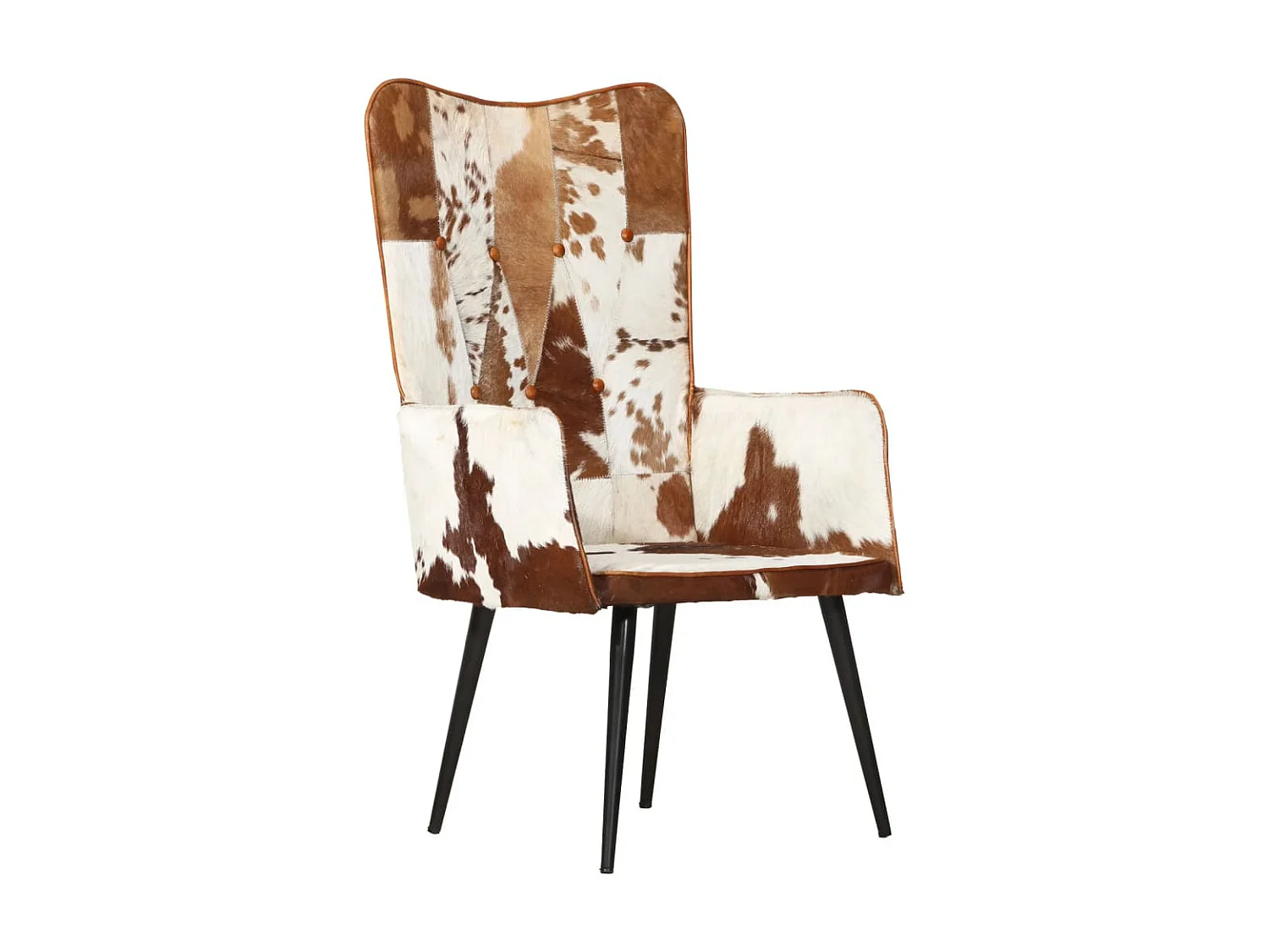 Chaise à oreilles Marron et blanc Cuir véritable