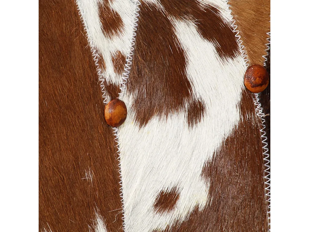 Chaise à oreilles Marron et blanc Cuir véritable